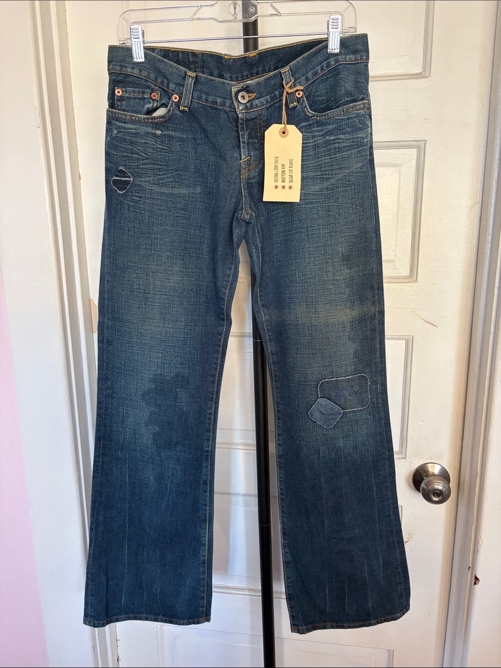 Lucky Brand Dark Blue Wide Leg Jeans with Patch Details